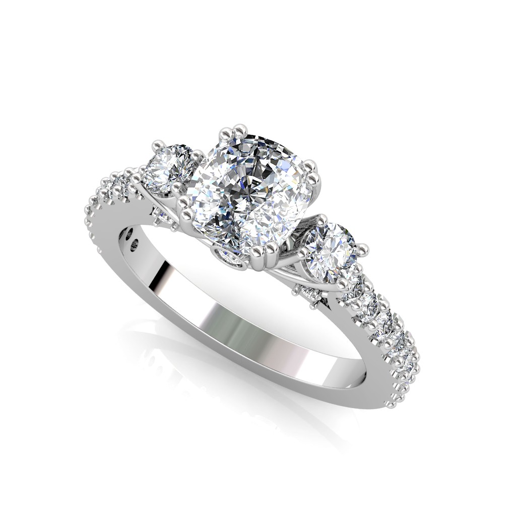 Amabella Stackable 3 Stone Ring with Lab Grown Diamonds | MiaDonna
