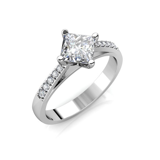Emerald Cut Black Diamond & Diamond Engagement Ring 14k White Gold 2.96ct -  AD8753