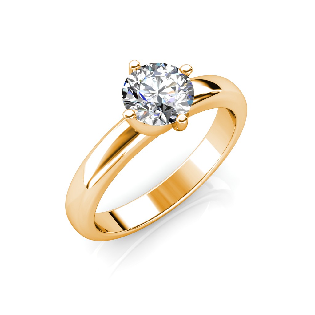 CANDERE - A KALYAN JEWELLERS COMPANY BIS Hallmark 18K Yellow Gold and Real  Solitaire Diamond Promise Band Ring for Women : Amazon.in: Jewellery