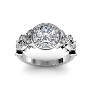0.51 carat Platinum - Entwined Halo Engagement Ring