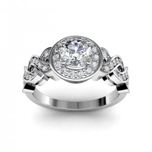 0.61 carat Platinum - Entwined Halo Engagement Ring