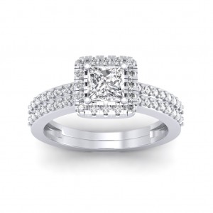 0.86 carat Platinum - Dual Band Helena Princess Engagement Ring