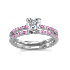0.74 carat Platinum - Carmine Engagement Ring and Wedding Band Set