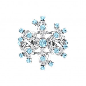 Light Blue Gemstone Diamond Ring