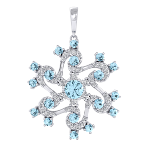 Light Blue Gemstone Diamond Pendant