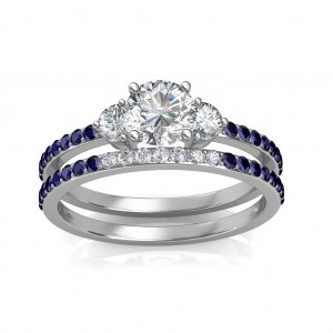 1.29 carat Platinum - Athena Engagement Ring and Wedding Band Set